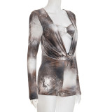 SC Ink Wash Dye Printed Long Sleeve Romper GSZM-D25RP386
