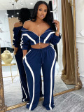 SC Color Block Zipper Two Piece Pants Set CH-25039