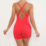 SC Adjustable Shoulder Strap Hollowe Out Sports Romper GQSA-87045