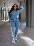 SC Color Block Stripe Sport Two Piece Pants Set SFY-778