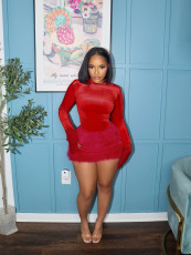 SC Tight Long Sleeve Bodysuit Two Piece Skirts Set SFY-779