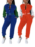 SC Contras Color Single Breasted Two-piece Pants Set FENF-6048