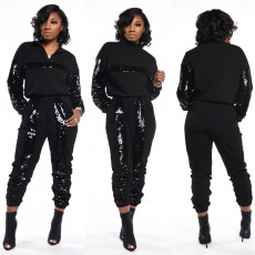 SC Sequin Color Block Two Piece Pants Set BN-9213