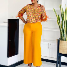 SC Plus Size Long Sleeve Print Loose Two Piece Pants Set GMLF-3342