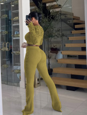 SC Casual Hollow Out Knits Three Piece Pants Suit TR-1340