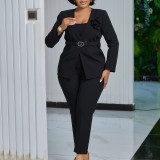 SC Plus Size Solid Color Fashion Blazer Pants Two-piece Set GMLF-3343