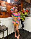 SC Casual Stripe Knits Two Piece Skirts Set TR-1341