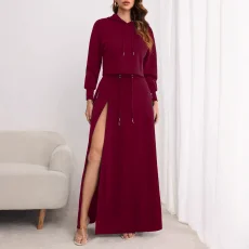 SC Plus Size Solid Color Hooded Two Piece Skirts Set ZDF-31306