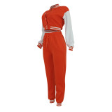 SC Contras Color Single Breasted Two-piece Pants Set FENF-6048