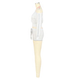SC Slash Shoulder Tie Up Two Piece Shorts Set ASL-6803