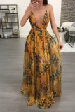 SC Deep V-neck Backless Chiffon Maxi Dress NK-8212
