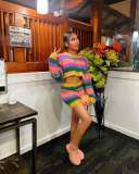 SC Casual Stripe Knits Two Piece Skirts Set TR-1341