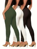 SC Solid Color Lace Patchwork Pants GDYF-3518