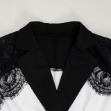 SC Plus Size Lace Patchwork Blazer Two Piece Pants Set NY-3752