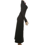 SC Hollow Out Long Sleeve Split Maxi Dress GYME-K25D79893