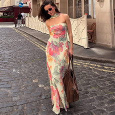 SC Wrap Chest Print Backless Maxi Dress GYME-K25D77536