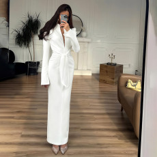 SC Tie Up Zipper Long Sleeve Maxi Dress GYME-K25D77335
