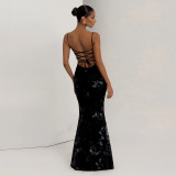 SC Sexy Tie Up Solid Color Maxi Dress GYME-K25D77350