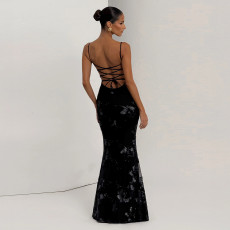 SC Sexy Tie Up Solid Color Maxi Dress GYME-K25D77350