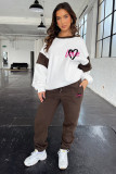 SC Color Block Long Sleeve Sweatshirts Two Piece Pants Set SSNF-211404