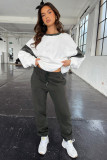 SC Color Block Long Sleeve Sweatshirts Two Piece Pants Set SSNF-211404