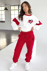 SC Color Block Long Sleeve Sweatshirts Two Piece Pants Set SSNF-211404