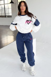 SC Color Block Long Sleeve Sweatshirts Two Piece Pants Set SSNF-211404