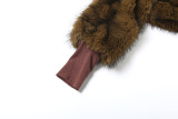 SC Solid Color Furry Slash Shoulder Tops GZJQ-K25L80560