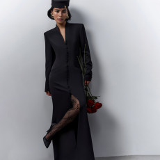 SC Long Sleeve Solid Color Split Maxi Dress GZJQ-K25D80722