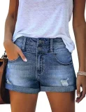 SC Washed High Waist Denim Shorts GSMF-DT9112