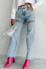 SC Chain Holes Washed Straight Jeans GSMF-ZC2025-2