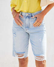 SC Fashion Holes Washed Denim Shorts GSMF-Z2111#