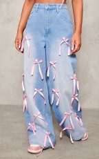 SC Bow-Tie High-Waisted Wide-Leg Jeans GSMF-ZC12874