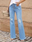 SC Fashion Loose Holes Mirco Flare Jeans GSMF-ZT3115#