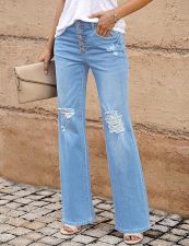 SC Fashion Loose Holes Mirco Flare Jeans GSMF-ZT3115#