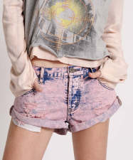 SC Fashion Print Washed Denim Shorts GSMF-9123#
