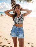 SC Casual Holes Raw Edges Denim Shorts GSMF-DT9113#