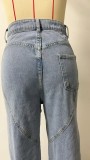 SC Chain Holes Washed Straight Jeans GSMF-ZC2025-2