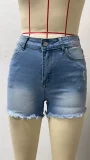 SC Solid Color Washed Denim Shorts GSMF-GS8002#