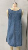 SC Sleeveless Loose Denim MIni Dress GSMF-14463#