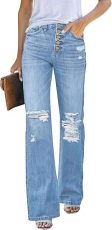 SC Fashion Loose Holes Mirco Flare Jeans GSMF-ZT3115#