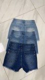 SC Solid Color Washed Denim Shorts GSMF-GS8002#