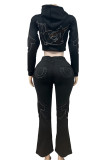SC Letter Print Long Sleeve Pants 2 Piece Set GFCF-1400