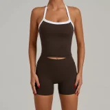 SC Halterneck Backless Tight Sport Two Piece Shorts Set GQSA-1211/1340
