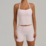 SC Halterneck Backless Tight Sport Two Piece Shorts Set GQSA-1211/1340