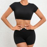 SC Solid Color Backless Sport Two Piece Shorts Set GQSA-71200/13776