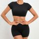 SC Solid Color Backless Sport Two Piece Shorts Set GQSA-71200/13776