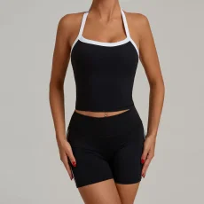 SC Halterneck Backless Tight Sport Two Piece Shorts Set GQSA-1211/1340