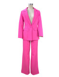SC Plus Size Solid Color Blazer Two Piece Pants Set YZCF-ZL1396