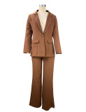 SC Plus Size Solid Color Blazer Two Piece Pants Set YZCF-ZL1396
